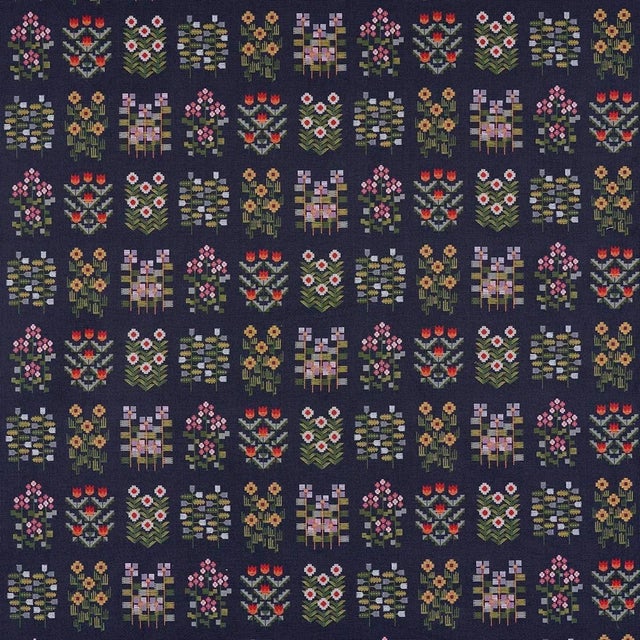 Sample - Schumacher Annika Floral Tapestry, Multi on Navy For Sale
