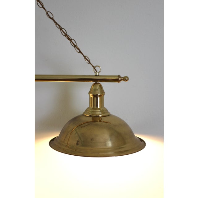 American 1970s Large Brass Double Pendant Fixture For Sale - Image 3 of 10