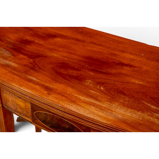 Antique American Federal North Shore Inlaid Mahogany Demilune Games Table For Sale - Image 11 of 15