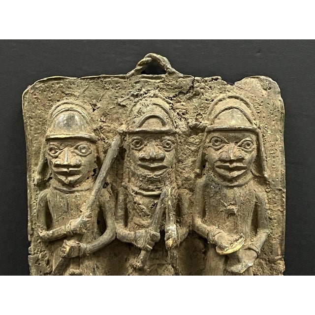 Vintage African Tribal Art Benin Bronze Plaque AGES: Late 20th Century MATERIALS: Bronze COUNTRY: Benin Africa DIMENSIONS:...