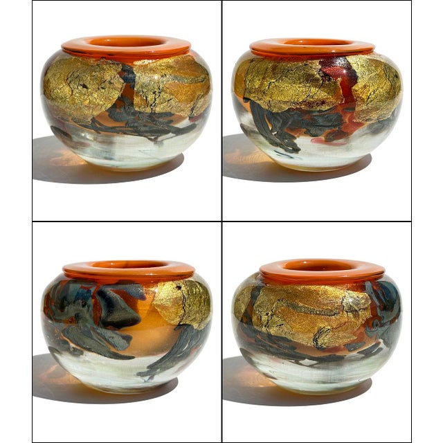Fine piece of art glass by Jean-Claude Novaro (France 1943-2014), dated 1988. Jewel-like, studio made vase having thick,...