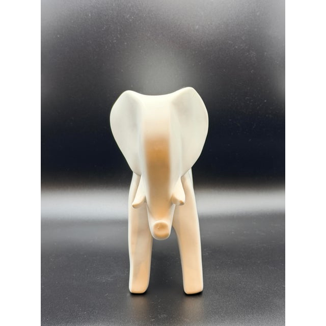 Minimalist Matte White Elephant Sculpture – Modern Ceramic Decorative Object For Sale - Image 4 of 5