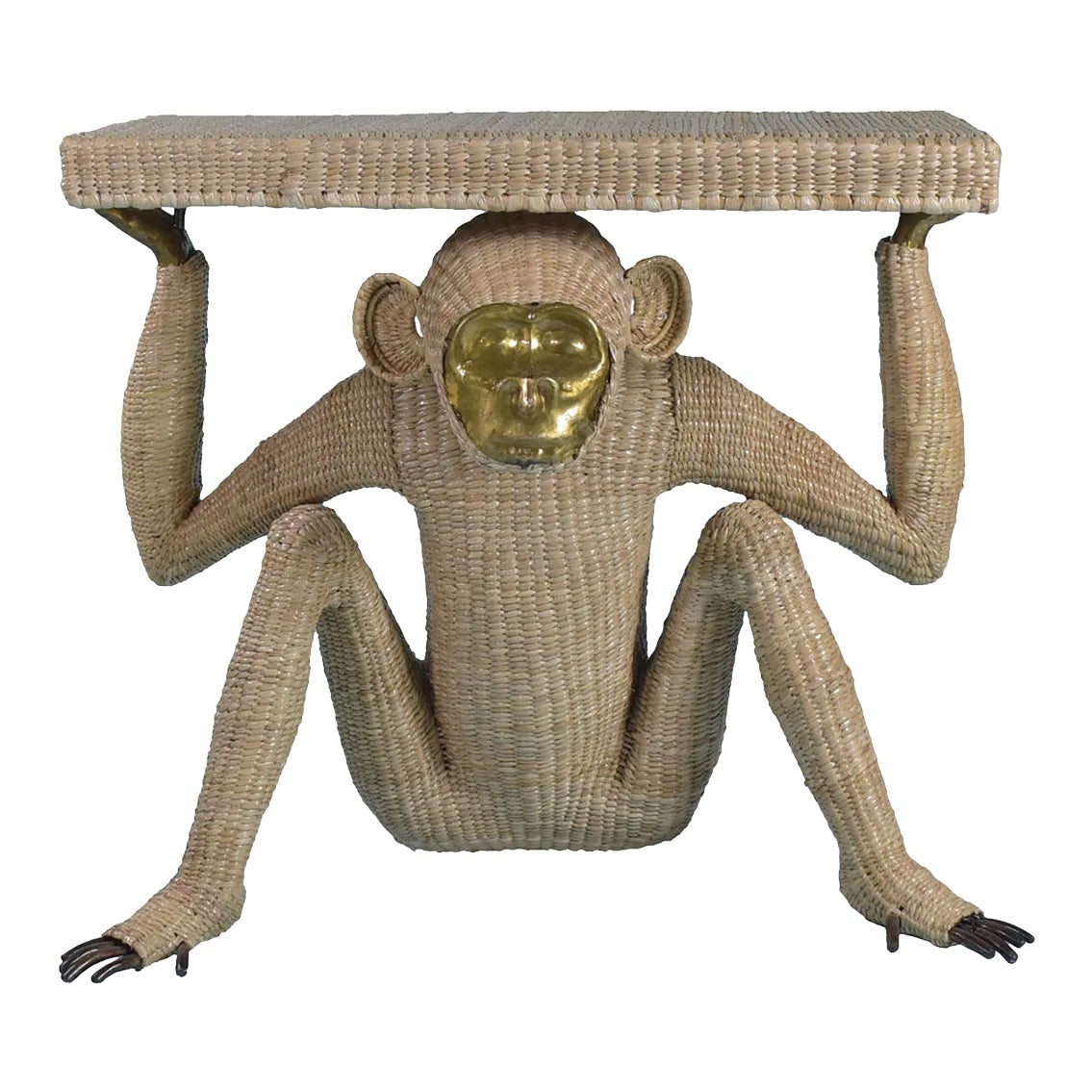 Monkey w/Brass Mask Console Table by Mario Lopez Torres | Chairish