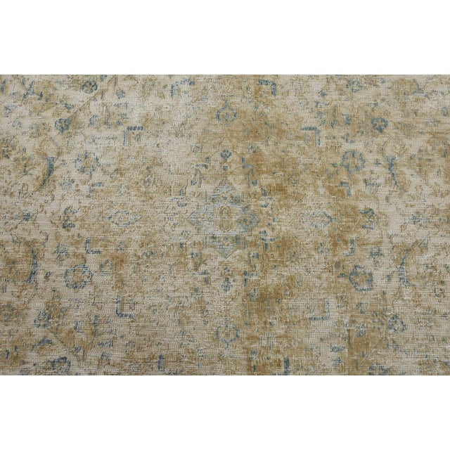 1980s Tabriz Rug 8’10” X 12’2” Beige Wool Vintage Distressed Hand-Knotted Carpet For Sale - Image 5 of 15