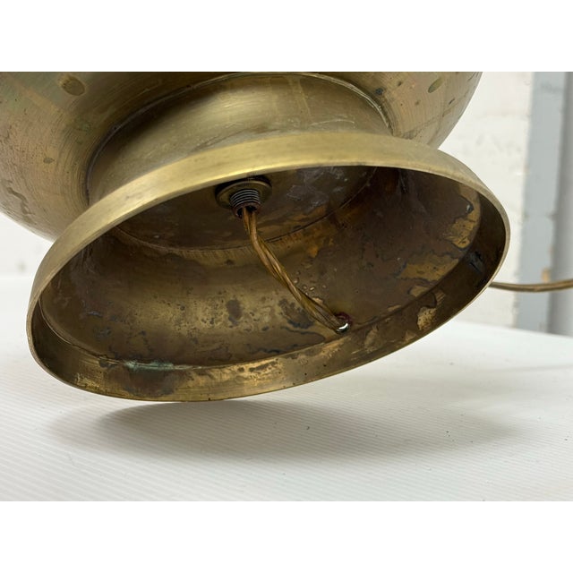 Vintage Etched Brass Table Lamp For Sale - Image 12 of 12