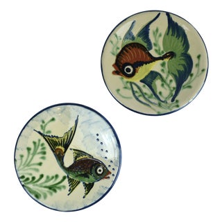 Spanish Puigdemont Ceramic Fish Wall Plates, 1960s, Set of 2 For Sale