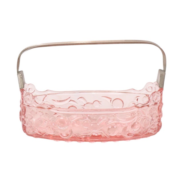 French Pink Depression Glass Jardinière Bowl with Cherubs and Birds For Sale - Image 16 of 18