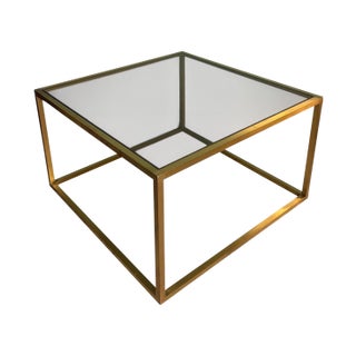 Late 20th Century Willy Rizzo Style Italian Brass and Smoked Glass Coffee Table For Sale