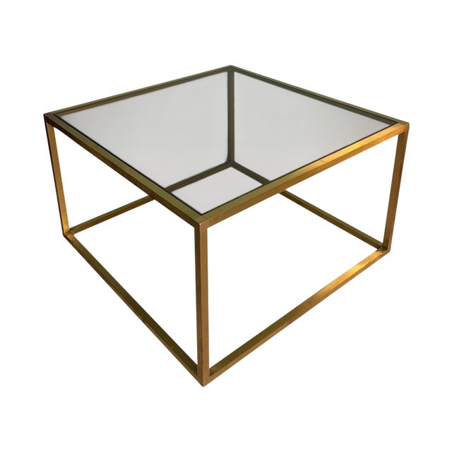 Late 20th Century Willy Rizzo Style Italian Brass and Smoked Glass Coffee Table For Sale