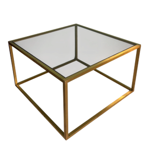Late 20th Century Willy Rizzo Style Italian Brass and Smoked Glass Coffee Table