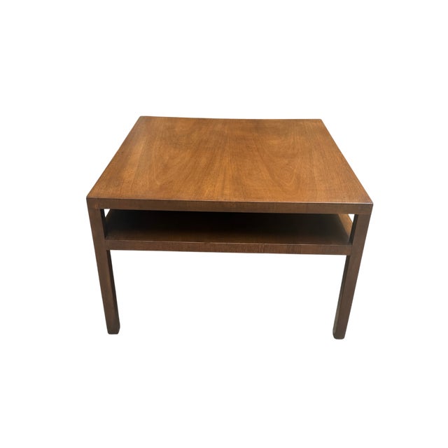 Mid-Century John Widdicomb Walnut Square Cocktail Table With Open Shelf For Sale - Image 12 of 18