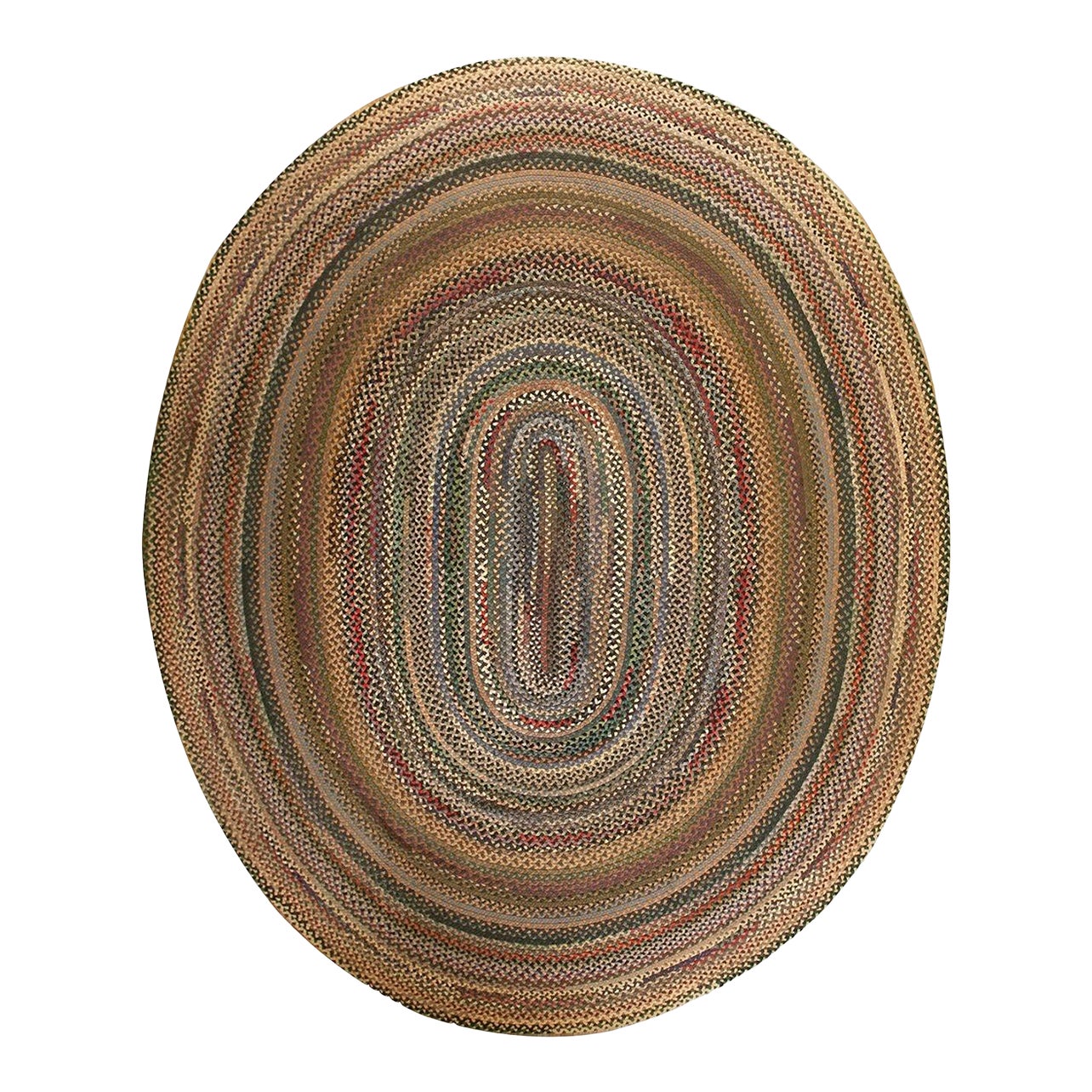 Traditional Antique American Oval Braided Rug in a Colorful Background ...