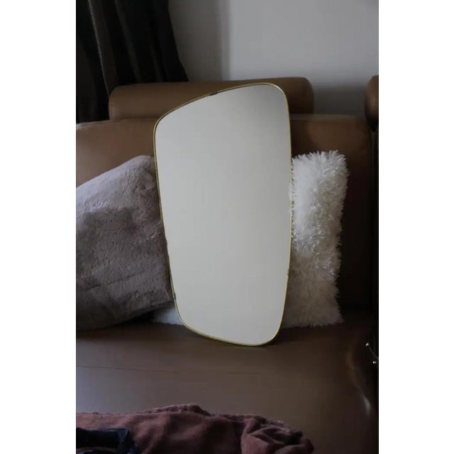 Mid-Century Modern Mid-Century Modern Italian Asymmetrical Brass Wall Mirror, 1950s For Sale - Image 3 of 18