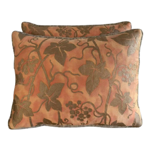 Pair of Fortuny “Moresco” Textile Pillows With Velvet Backs