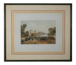 Ferdinando Perrin, Defense of Varese by Giuseppe Garibaldi, Lithograph, 1860