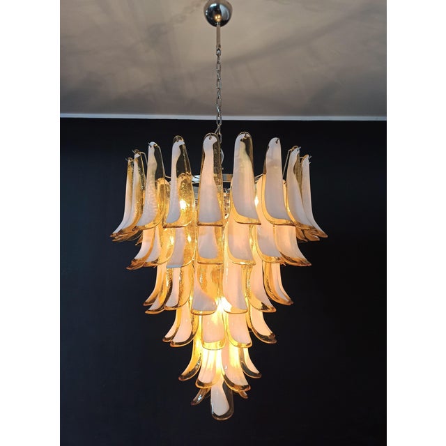 Glass Vintage Italian Murano Chandelier with Caramel Glass Petals in the style of Mazzega, 1990 For Sale - Image 7 of 17