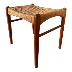 Peder Kristensen for Glyngore Stolefabrik Danish Teak and Paper Cord Stool