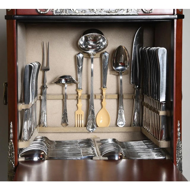 WMF 219 Silverplate 135-Piece Flatware Set With Original Cabinet – Mid-Century German Estate Service For Sale - Image 9 of 14