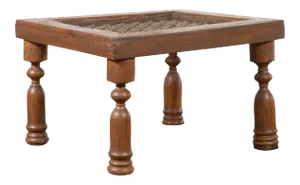 Antique Indian Window Grate Made into a Coffee Table with Turned Baluster Legs