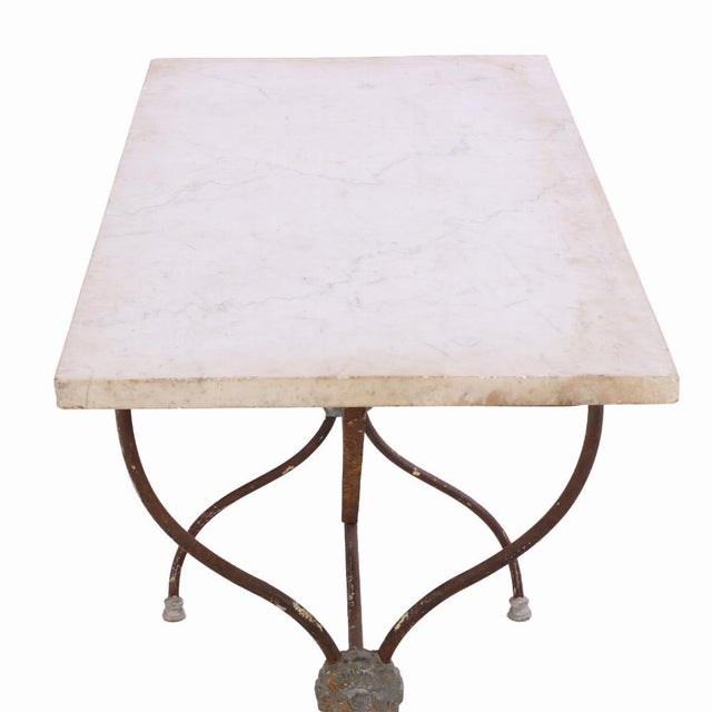 French Iron Marble Top Bistro Table, Circa 1920 For Sale - Image 4 of 5