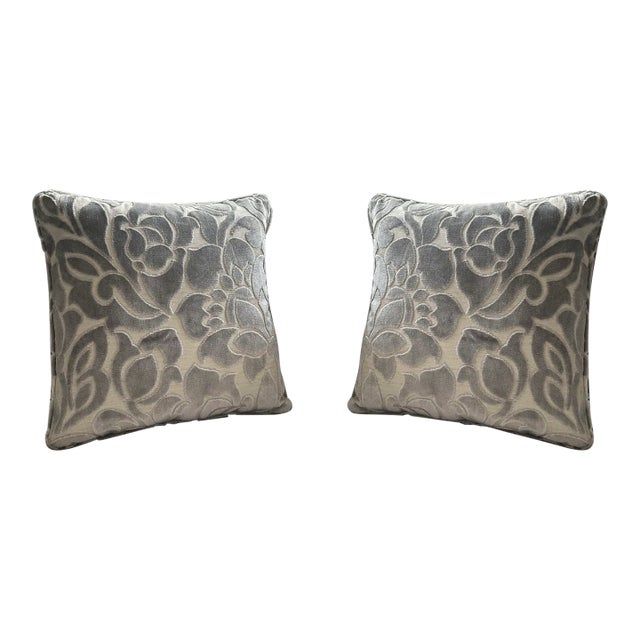 Pair of Floral Pattern Down-Filled Pillows For Sale