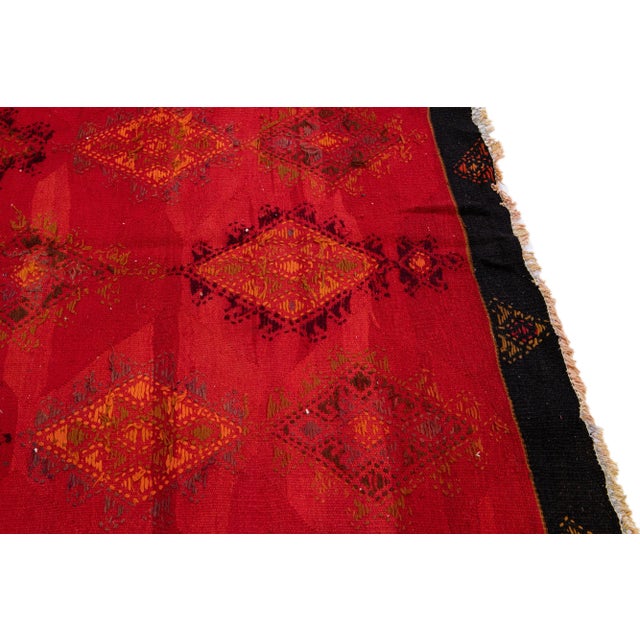 1960s Vintage Turkish Kilim Red Handmade Tribal Wool Rug For Sale In New York - Image 6 of 8