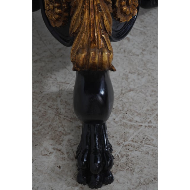 Italian Regency Round Black & Gold Inlaid Center Table For Sale - Image 10 of 14