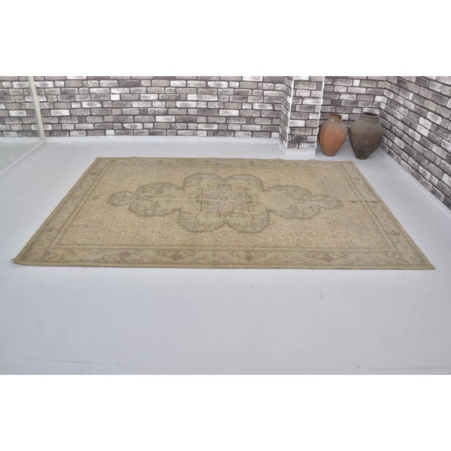 Handmade wool carpet in Turkish Anatolia , Vintage Oushak Rug,Turkish Vintage Anatolian Rug, Handmade wool Rug . One Of...