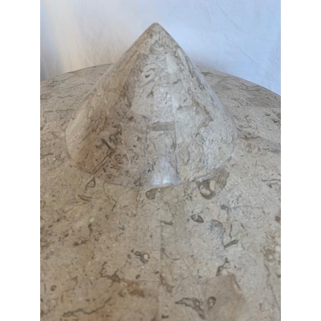 Tan 80s Maitland Smith Tessellated Stone Centerpiece Bowl on Pedestal For Sale - Image 8 of 11