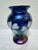 Late 20th Century Orient & Flume Floral Blue Art Glass Vase, Signed For Sale - Image 5 of 12