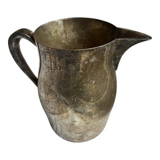 Mid 20th Century Academy Silver on Copper Mid Century Bulbous Silver Plate Water Pitcher For Sale