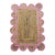 Handwoven Natural Jute Bath Rug With Pink Scalloped Border For Sale