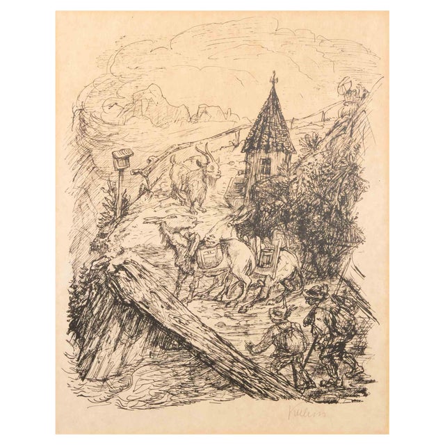 Alfred Kubin, Transport in the Mountains, Lithograph, 1929 For Sale