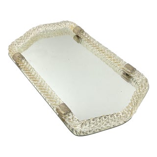 Murano Twisted Glass and Brass Detail Tray For Sale