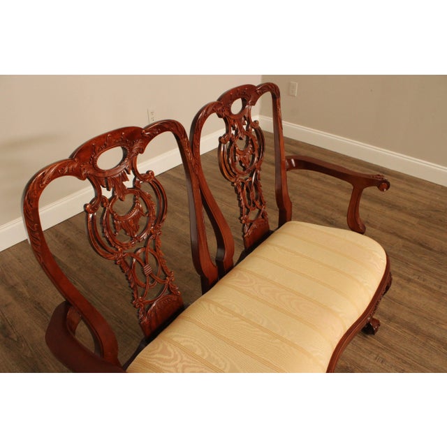 Late 20th Century Chippendale Style Carved Mahogany Settee For Sale - Image 4 of 12