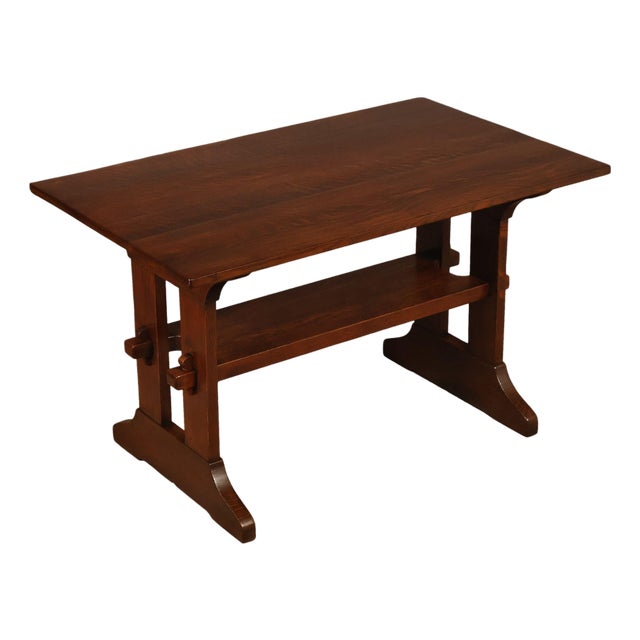 Gustav Stickley Mission Oak Trestle Library Table For Sale