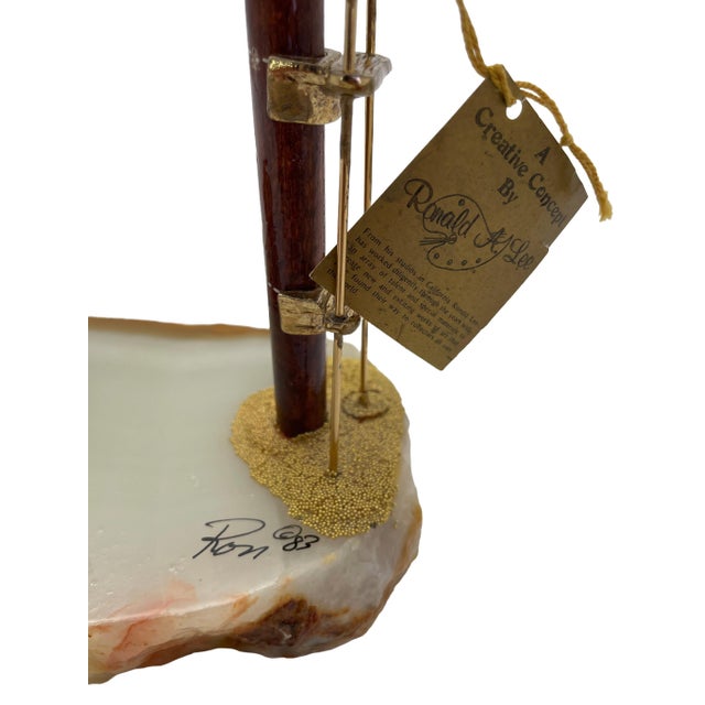 Signed Ronald A. Lee 24k Gold-Plated Clown High Diver Sculpture on Onyx Base, 1983 For Sale - Image 10 of 12