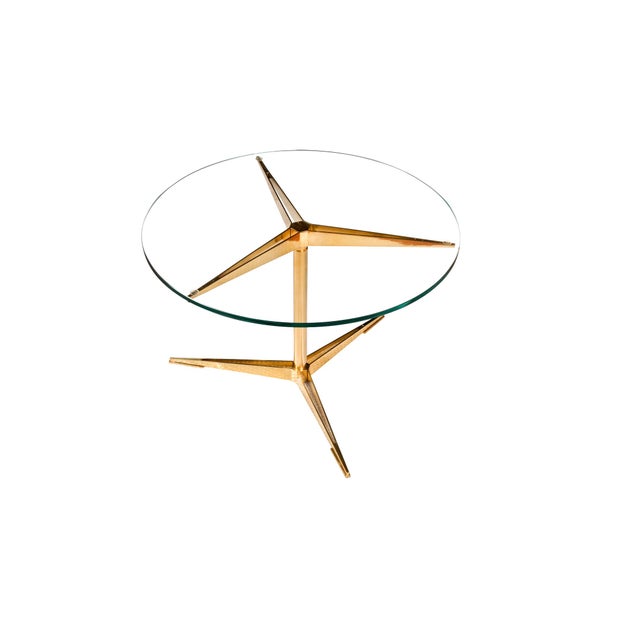 Gio Ponti Model 1128 Coffee Table with Brass Legs and Glass Top by Gio Ponti for Singer & Sons, 1950s For Sale - Image 4 of 4