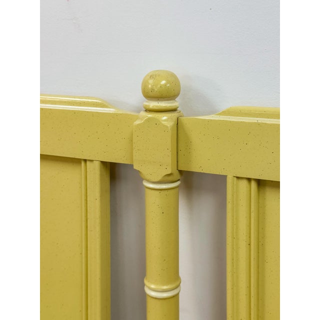 Wood Vintage Cottagecore Painted Yellow King Headboard Eclectic Hollywood Regency For Sale - Image 7 of 13
