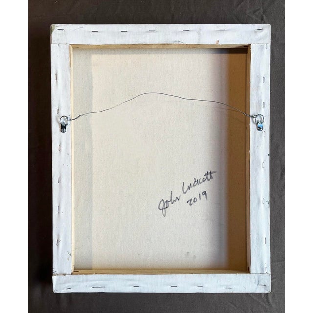 Abstract Mixed Media Painting by John Luckett, 20” X 16” in Greens For Sale - Image 4 of 6