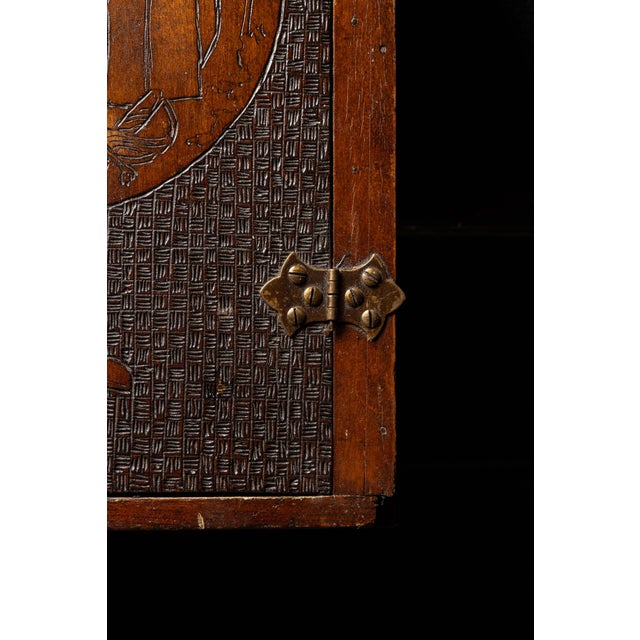 1900s Tramp Art Wooden Medicine Cabinet For Sale - Image 4 of 9