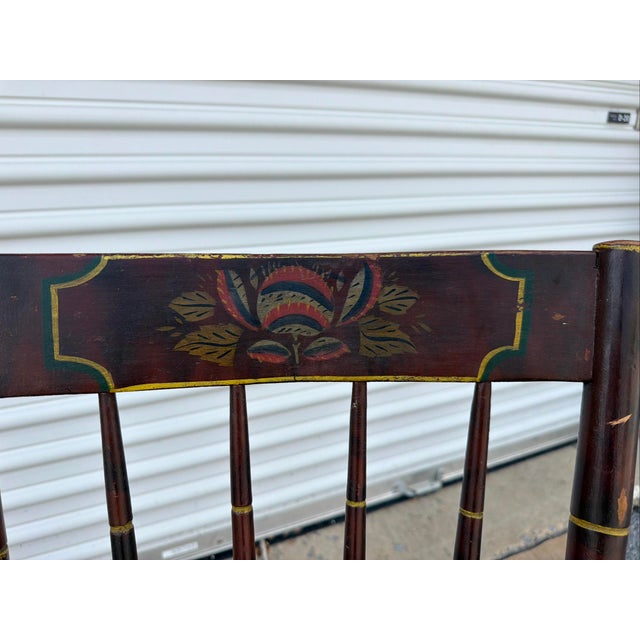 Antique Paint Decorated Pennsylvania Kitchen Windsor Side Chair, Circa 1850's For Sale - Image 4 of 18