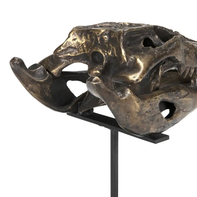 2020s NOIR Brass Alligator On Stand, Large For Sale - Image 5 of 6