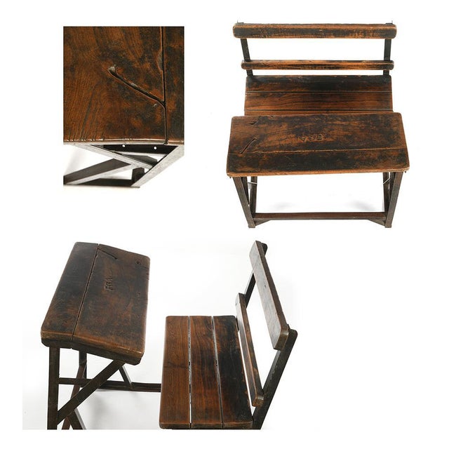 Wooden School Desk, 1940s For Sale - Image 3 of 6
