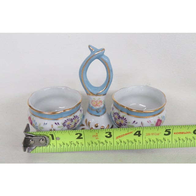 Limoges China Double Open Salt Cellar With Handle Vintage Hand Painted 4696b For Sale - Image 13 of 15