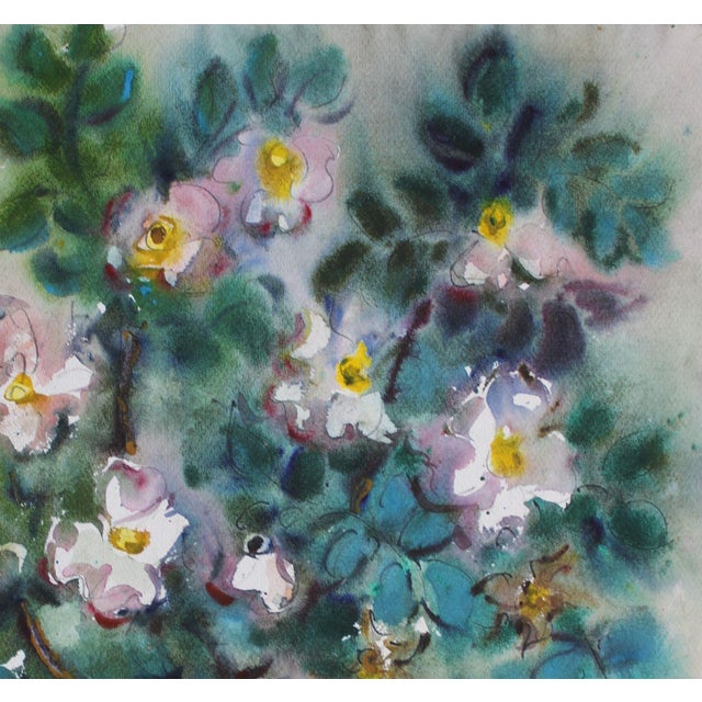 Dzidra Bauma, White Flowers, 2001, Watercolor, in Very Good conditions. Designed from 2000 This piece has an attribution...