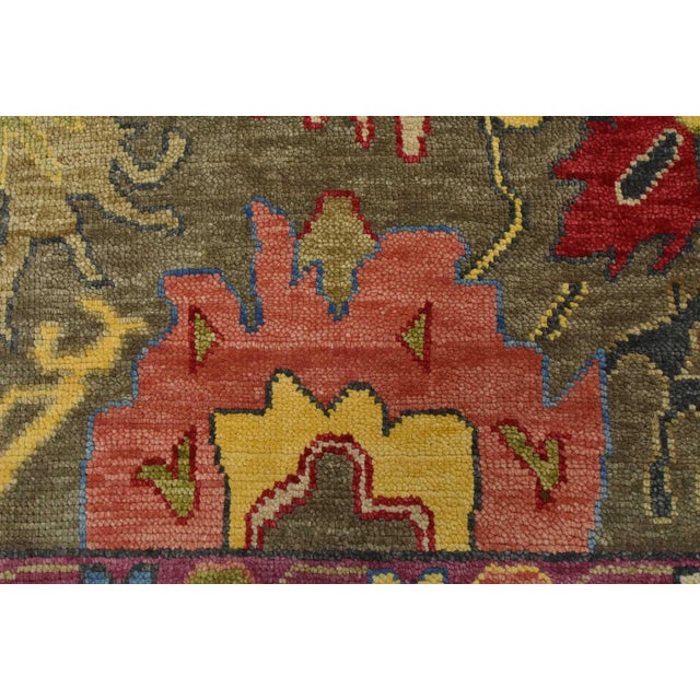 Oushak Rug 10’2” X 10′ Gray Wool Modern Hand-Knotted Oriental Carpet For Sale - Image 10 of 15