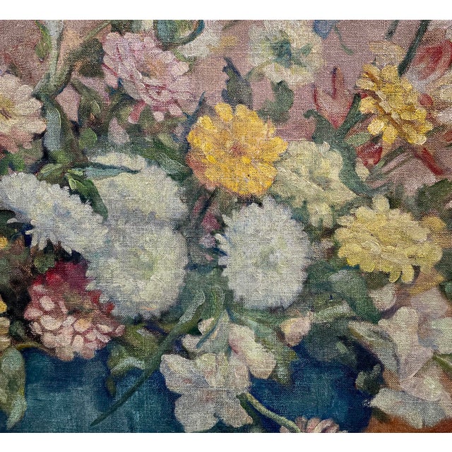 Textile Montague Hall –Exotic Parrots and Floral Still Life – Early 20th Century Oil Painting For Sale - Image 7 of 12