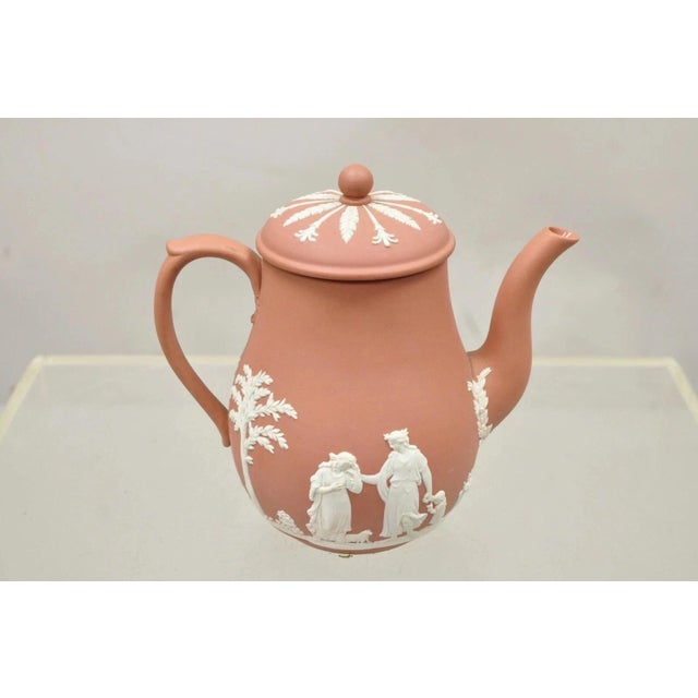 Early 20th Century Early 20th Century Wedgwood Terracotta Jasperware Miniature Tea Set Demitasse Cup & Saucer 14 PCS For Sale - Image 5 of 12