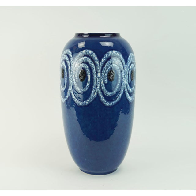 Mid-Century Fat Lava Ceramic Model No. 546-41 Vase with Blue White Swirl Pattern from Scheurich Keramik, 1960s For Sale - Image 10 of 10